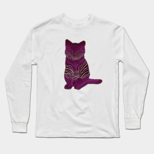 Meow Meow - Monochrome Magenta Long Sleeve T-Shirt